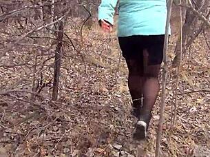 Married Hot Wife In Pantyhose Receives Mouthful Of Sperm Outdoors