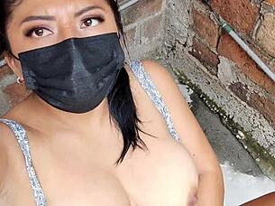 Beautiful curvy usa neighbor shows natural big tits and pussy in panties pov