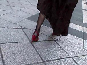 simone peach engages in public flashing while wearing stockings in budapest
