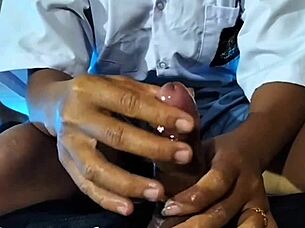 asian wife teases and gives blowjob to her student husband