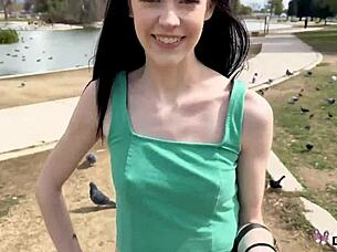 Skinny Teen 18+ Bella Nova Rips Clothes for Pussy Grip Show!