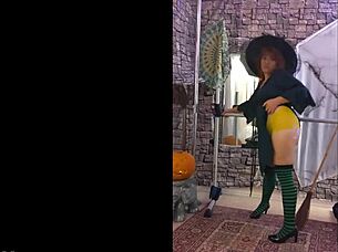 hotwife steffi dresses as a witch for halloween and sucks cock in homemade cosplay. the redhead milf looks sexy in costumes.