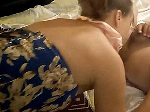 White Slut in Satin Gets Doggy Style Blowjob