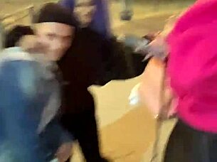 Girls surprise guy on boat and suck him.