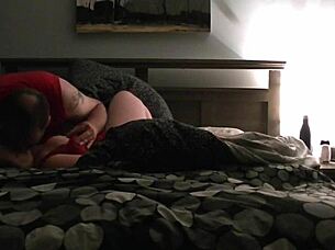 the chubby couple tries round three in their homemade video, with the bbw milf taking charge