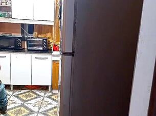 british asian wife roleplays with boss in kitchen