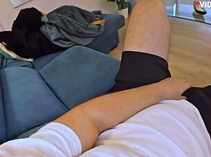 I Got Excited Seeing My Stepmother's Naked Ass And Fucked Her On The Couch, Cumming In Her Mouth