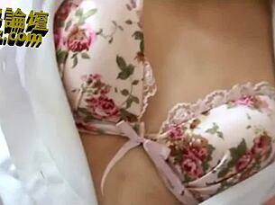 Student's floral panties come off, wet pussy gets direct insertion, tight and quick cum