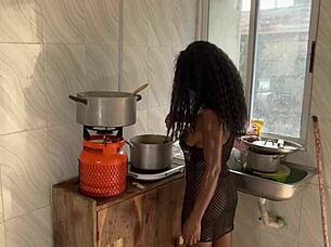 Pussy Squirt In The Kitchen With Huge Cock Riding!