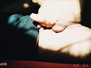 Bad Wolf28 gives handjob to big cock at sunset