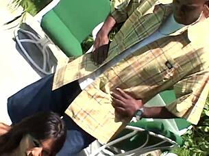 Outdoor Threesome With Blowjobs.