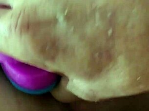 Fella stuck a whole rainbow dildo into tight anal hole