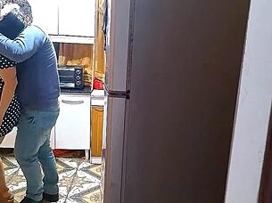 british asian wife roleplays with boss in kitchen