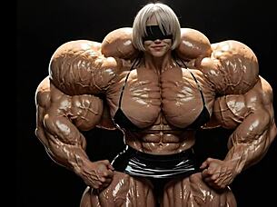2b transforms into a muscular giantess in pump factory fmg ai animation video 😲