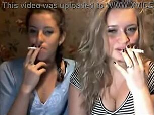 Girls Cam Show With Cigarette Smoking And Emotions