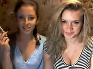 Girls Cam Show With Cigarette Smoking And Emotions