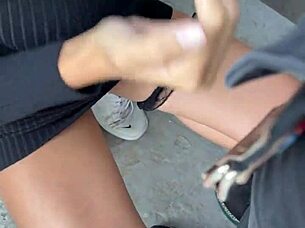 I flashed and fucked my favorite brunette influencer outdoors, bent over for doggystyle quickie