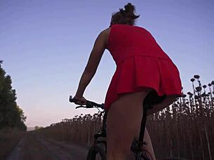 Hot upskirt bike ride with ass teasing 😏