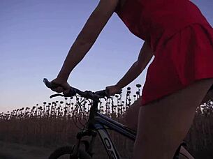 Hot upskirt bike ride with ass teasing 😏