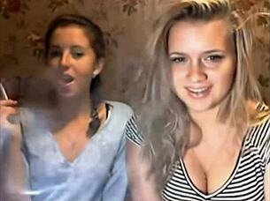 Girls Cam Show With Cigarette Smoking And Emotions