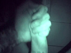 Late night stroke session with tattooed babe