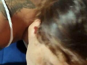 Friends at home enjoy a playful creampie session