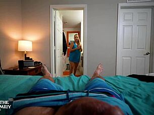 Stepmom In Bikini Helps Step Son Masturbate To Orgasm On Vacation