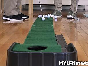 Diamond kitty confronts husband's golf obsession.