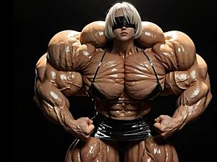2b transforms into a muscular giantess in pump factory fmg ai animation video 😲