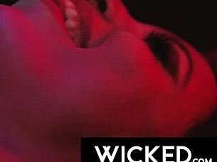 Blonde and brunette ride cocks in threesome, deepthroat and doggystyle