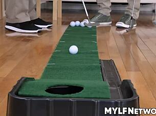 Diamond kitty confronts husband's golf obsession.