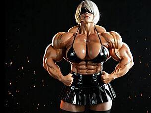 2b transforms into a muscular giantess in pump factory fmg ai animation video 😲