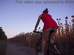 Hot upskirt bike ride with ass teasing 😏