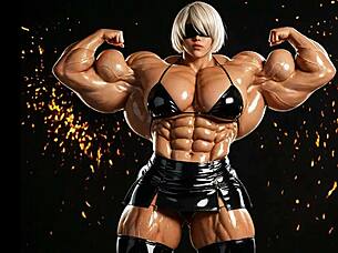 2b transforms into a muscular giantess in pump factory fmg ai animation video 😲