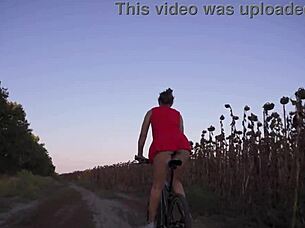 Hot upskirt bike ride with ass teasing 😏