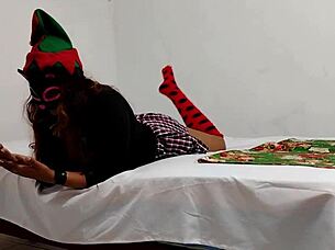 A girl plays with a vibrator, fucking her pussy with it