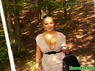Picked Up Euro Babe Flashing Big Tits In Public!