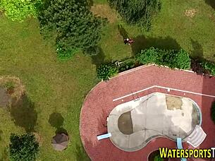 Bizarre lesbians peeing outdoors, fingering and masturbating in high definition with oral and golden shower fetish.