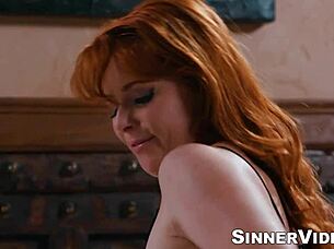 i feel the spicy redhead's big tits bouncing as she takes bbc