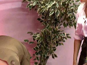 Dumb bimbos with big boobs have group sex with an older man