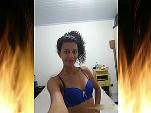 Beautiful Brunette Flashes in Blue Lingerie Trailer