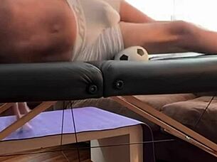 Groin Stretch In Tight Spandex Shorts.