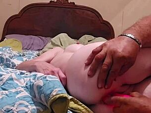 Bouncing Her Tits And Toy Fucking Her Ass And Pussy