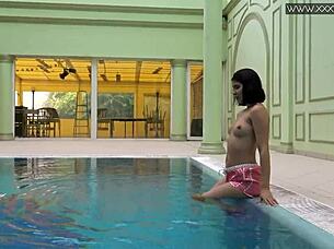 Lady Dee Cute Shy Czech Teen Swimming in Shorts