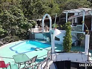 Tattooed Latina Getting Freaky by the Pool – Can You Handle It?