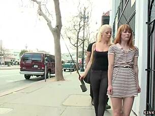 bound slave punished with public fucking in boutique