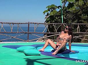 Tattooed Latina Getting Freaky by the Pool – Can You Handle It?