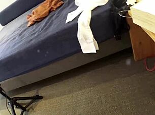 Beautiful office lady in amateur gonzo scene.