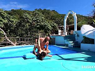 Tattooed Latina Getting Freaky by the Pool – Can You Handle It?