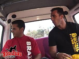 Pornstars Convince Brunette Gas Station Attendant For Group Car Fuck